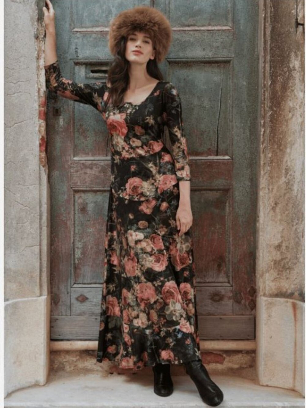 NWT PERUVIAN CONNECTION $389 Still Life Dress Scoop Neck 3/4 Sleeve Maxi Small - Picture 3 of 13